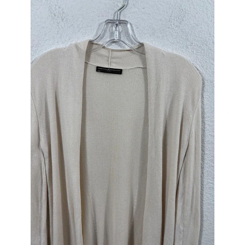 Peruvian Connection Cardigan Sweater Womens Small White Pima‎ Cotton Silk